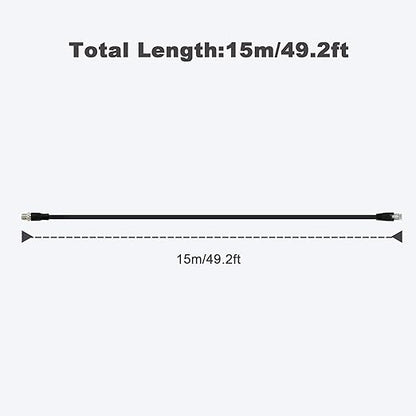 Alvin's Cables M12 X Coded 8 Pin Male to RJ45 Shielded Ethernet Cable M12 8 Position Cat6a Cable for Cognex Industrial Camera 15M/49.2ft