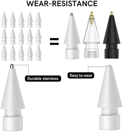 Delidigi 3 Pack Replacement Tips Compatible with Apple Pencil Pro/2nd Generation/1st Gen/USB C, Wear-Resistant iPencil Nibs Accessories Fine Point Precise Control Pen Like Tips
