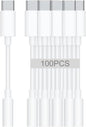 USB-C to 3.5mm Audio Headphone Adapter - HiFi 100 Pack Compatible with Apple iPhone 16 15 Samsung Galaxy S25 S24 S23 S22 S21 Plus Pro Max Ultra Pixel iPad - Type C to Aux Cord Jack Dongle Adapter