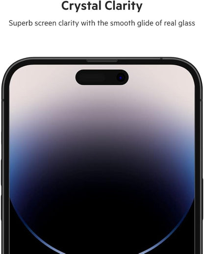 Belkin TemperedGlass iPhone 14 Pro Max Screen Protector - iPhone 14 Pro Accessories - Easy Application With Installation Guide Tray - Tempered Glass Antimicrobial Screen Protector - 9H Hardness Tested