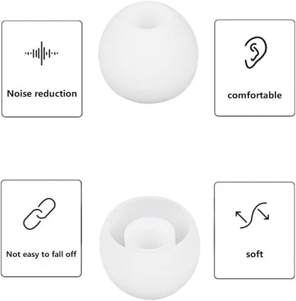 36 Pieces Large Earbud Tips Soft and Comfortable Silicone Earbud Tips Ear Bud Replacement Pieces Silicone Fit Most in-Ear Headphones，Inner Hole 3.8mm -5.5mm，Large White Earbuds Silicone Tips