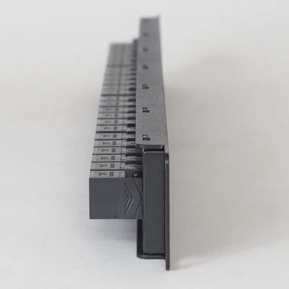 ICC CAT5e Feed-Through Patch Panel, 24 Port, 1U Rackmount, RJ45 Ethernet Patch Panel, No Punch Down, PoE++ and TAA Compliant, Black