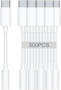 USB-C to 3.5mm Audio Headphone Adapter - HiFi 500 Pack Compatible with Apple iPhone 16 15 Samsung Galaxy S25 S24 S23 S22 S21 Plus Pro Max Ultra Pixel iPad - Type C to Aux Cord Jack Dongle Adapter