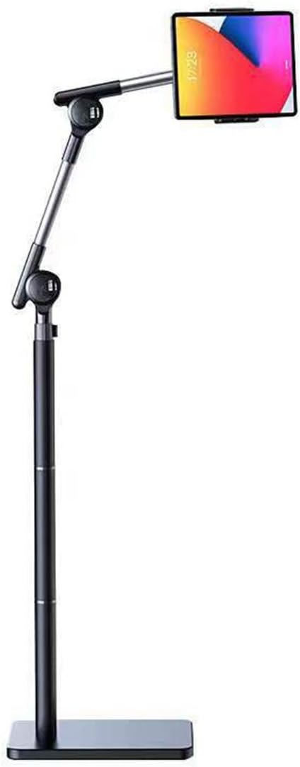 Aluminum Tablet Floor Stand, 360° Swivel Height Adjustable for 4.7-13"