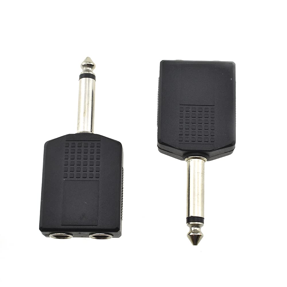 HAHIYO 3 RCA F-2x3.4 RCA F Stereo Plug Interconnect Audio One Male 3.4mm(1/8inch) Two Male 3mm(1/8inch) Adapter Splitter Good Signal Sound Snap Tight Not Wobble for Headphone Guitar Black 2pcs