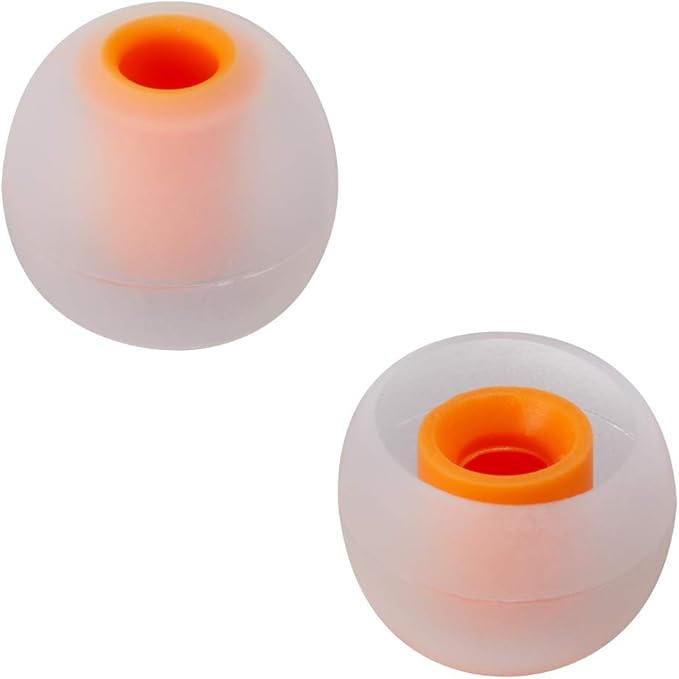 Earbud Tips Soft Silicone Earbuds Replacement Tips Fit for in-Ear Headphones(Inner Hole from 3.8mm - 4.2mm Earphones) 9 Pairs S/M/L,Transparent Orange