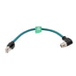 Ethernet Right Angle M12 8 Pin X-Coded RJ45 CAT-7e GigE High Speed Cable for Cognex Baumer Camera Sensor Switcher Router PLC 30cm