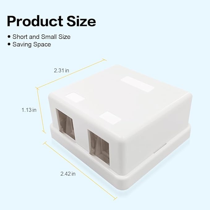 Keystone Jack Surface Desk Mount/Wall Mount Box,2-Port,5-Pack White