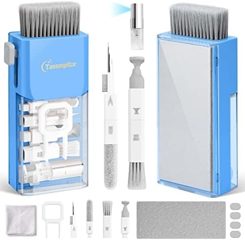 Tassmpitor Laptop Cleaning Kit, Keyboard Cleaning Kit with Spray and Wipe, Keyboard Cleaner for MacBook iPad Tablet iPhone Computer Camera Lens Airpods Earbuds, Mutitool Brush for Electronic Screen