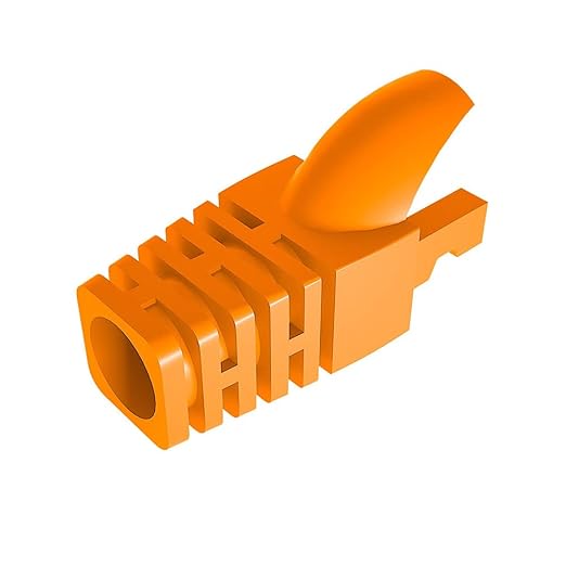 VIVOCH 50 Pcs Cat5 Cat5E Cat6 Strain Relief Boot, RJ45 Plug Cover Modular Network Plug Cap Cable Connector Boots, Orange