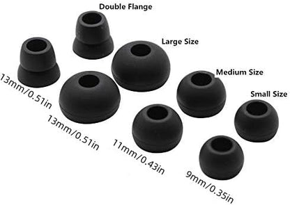 8 Pairs Replacement Silicone Earbuds Tips for Powerbeats Pro & Beats Flex/BeatsX Headphones, 4 Sizes Soft Flexible Noise Reduction Eartips Compatible with Beats Flex Earbuds Replacement Tips (Black)