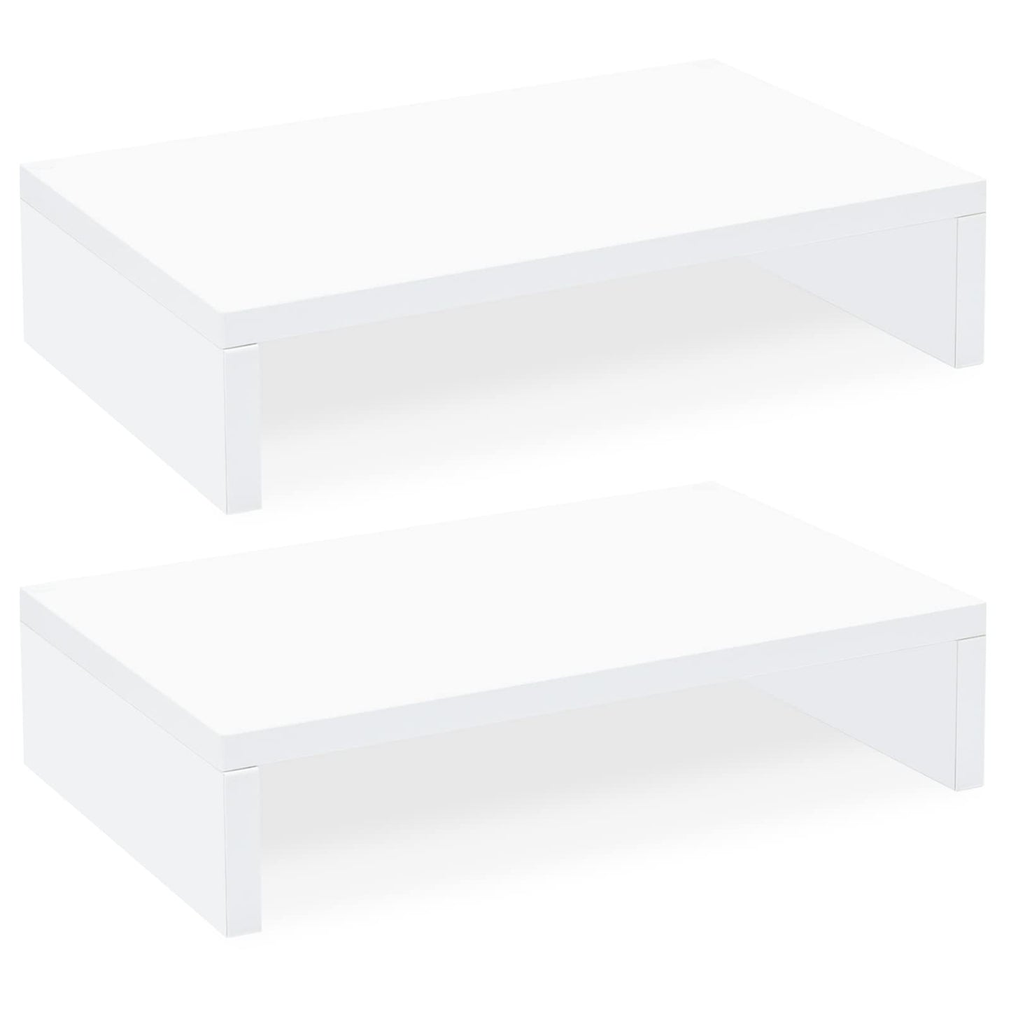TEAMIX White Monitor Stand Riser, 2 Pack Wood