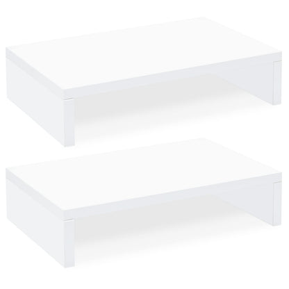 TEAMIX White Monitor Stand Riser, 2 Pack Wood