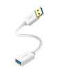 VCZHS Tech USB Extension Cable White 1ft, USB 3.0 Extender for High-Speed Data Transfer & Fast Charging, Durable & Flexible for Mouse, Keyboard, Printer, Flash Drive, Webcam, and More