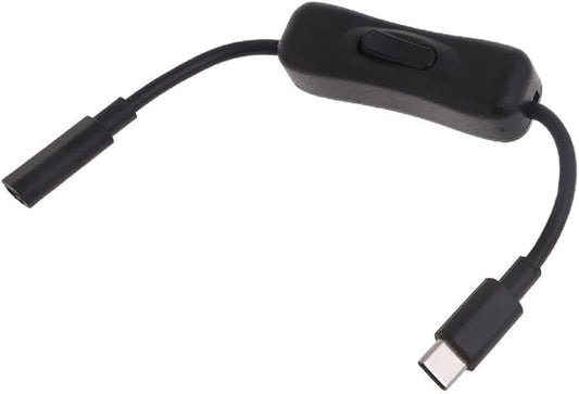 USB-C Extension Cable with Inline On/Off Switch - 8In Power Control for Monitors, Printers and Gaming | Gold-Plated Connectors and 4K Video Support (Black)