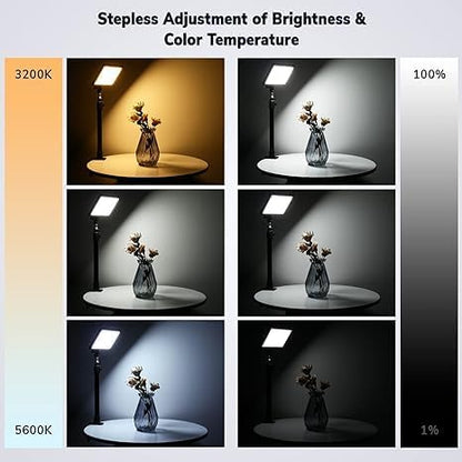 2-Pack Key Light Panel Kit, LED Video Light Dimmable Bi-Color 3200-5600k Video Conference Lighting with Gooseneck Tubes Desk Light for Podcast/Streaming/Gaming/Zoom Meetings/Broadcast/Tiktok