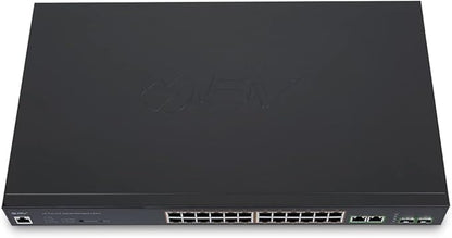 BV-Tech 24-Port Gigabit PoE+ Managed Switch with 2 Ethernet & 2 SFP Uplinks | High-Performance, NDAA Compliant | POE-SW2404G-MG-PLUS
