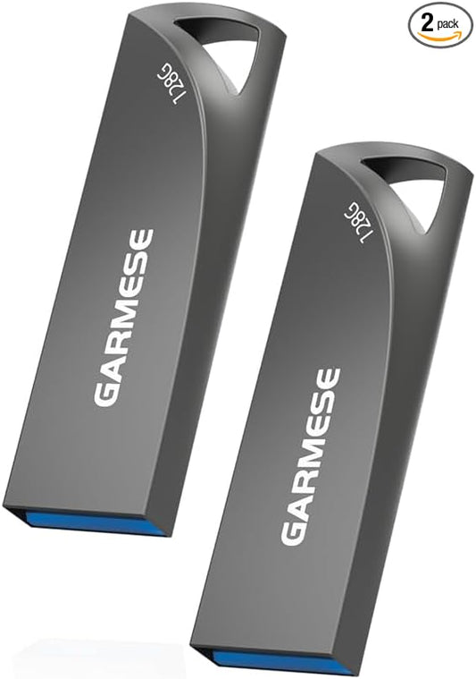 GARMESE 128GB USB Flash Drives, 2-Pack Waterproof Metal USB 3.0 Memory Stick, Slim Thumb Drive Portable Pen Drive with Keychain Hole Stylish Jump Drive for PC Computer