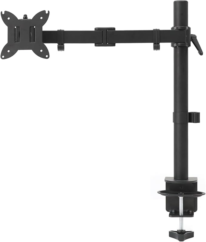 Amazon Basics Adjustable Single Monitor Arm Desk Mount, Holds up to 32" (38” Ultrawide) and 22 lbs, Adjustable Tension, VESA 75x75/100x100, Black