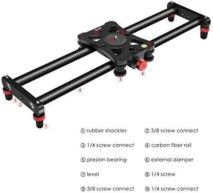 Zecti Camera Slider 24"/60 cm Adjustable Carbon Fiber Camera Dolly Track Slider Video Stabilizer Rail for Camera DSLR Video Movie Photography Camcorder Stabili & Phone, Black