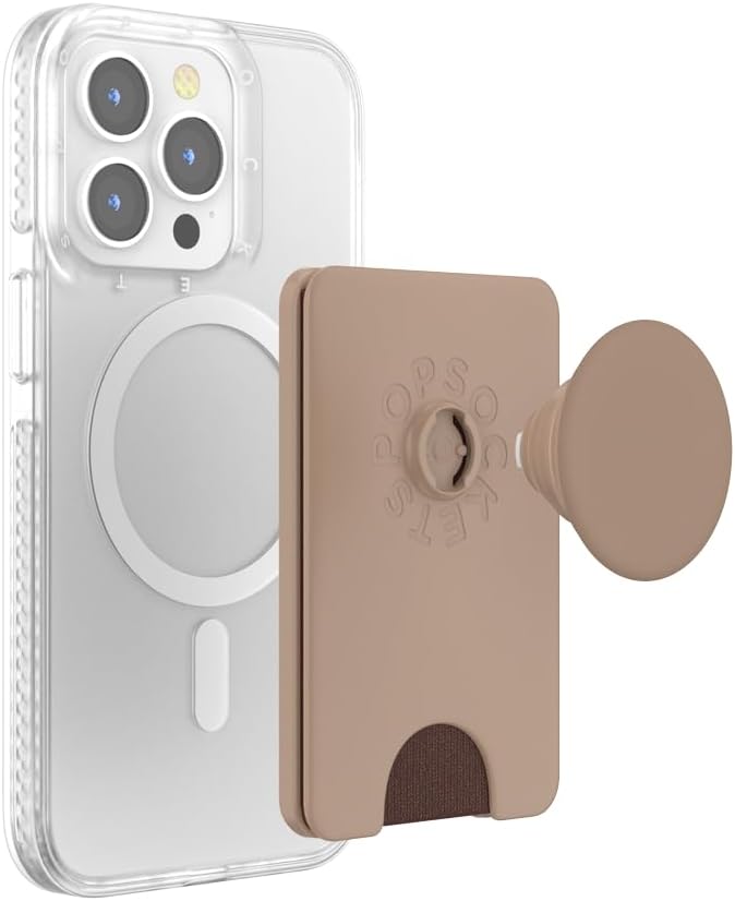PopSockets Phone Wallet for MagSafe, Phone Card Holder with Grip, Neutral - Latte