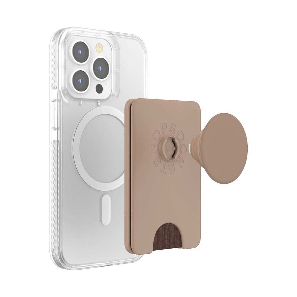 PopSockets Phone Wallet for MagSafe, Phone Card Holder with Grip, Neutral - Latte