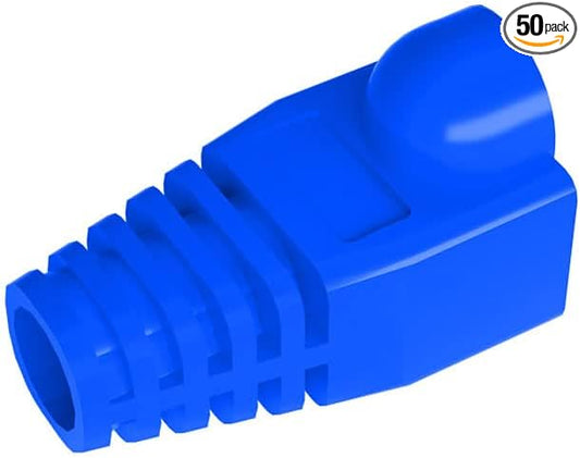VIVOCH 50 Pcs Cat5 Cat5E Cat6 Strain Relief Boot, RJ45 Plug Connector Cover Modular Network Plug Cap Cable Connector Boots, Blue
