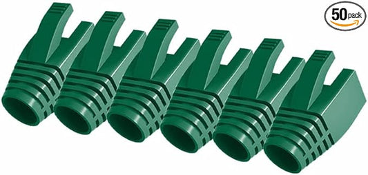 VIVOCH 50 Pcs Cat7 Cat7A Cat8 Strain Relief Boot, RJ45 Plug Connector Cover Modular Network Plug Connector Cap Cable Connector Boots, Green