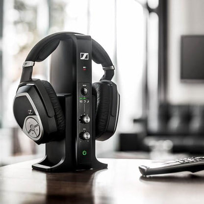 Sennheiser Consumer Audio RS 195 RF Wireless Headphone Systems for TV Listening with Selectable Hearing Boost Preset,Black