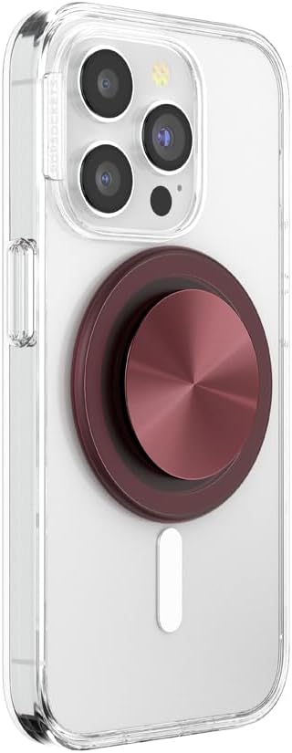 PopSockets Phone Grip for MagSafe with Kickstand, Magnetic Stand, Swappable Top, Secure Hold for iPhone MagSafe Cases, Phone & Tablet Grip - Alum Radial Oxblood