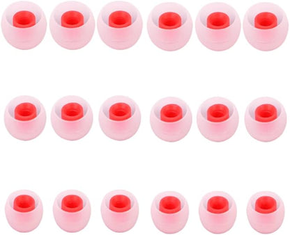 Earbud Replacement Tips Silicone Earbud Tips Headphone Earbud Tips Ear Gels Fit for Inner Hole from 3.8mm - 5.1mm Earphones 9 Pairs S/M/L Clear Red