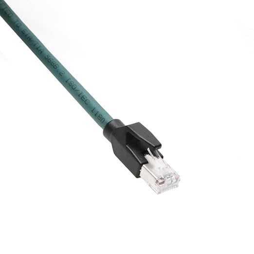 Alvin's Cables M12 X-Code 8 Pin Male to RJ45 Ethernet Cable for Cognex Keyence Camera, High-Flex Cat6a Cable for Industrial Automation, Fieldbus Module, Robotics, Right Angle 65.6ft/20m Green