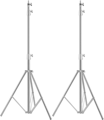 Heavy Duty Light Stand Tripod Stand for Photography, 9.19 Feet/2.8m Stainless Steel Light Tripods for Softbox, Speedlight, Strobe Light, Umbrella - Pack of 2