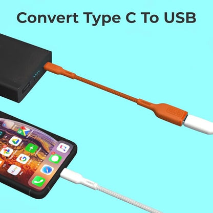 BLACK+DECKER USB C to USB A Adapter, USB C Male to USB Female Adapter Nylon Braid, Type C OTG Cable Compatible w/iPhone 16 15 Pro, MacBook Pro 2022/Air/Mini, iPad—2 Pack, 3" (Coral Rose)