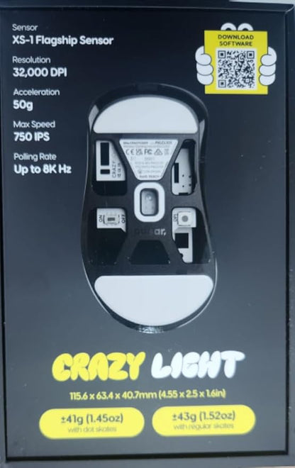 Pulsar Gaming Gears X2 Crazylight Wireless Gaming Mouse, Ultra Lightweight 1.23 oz (35g), Optical Switch, 32000 DPI, 750 IPS, XS-1 Sensor, 8k Compatible (Volt Shadow)