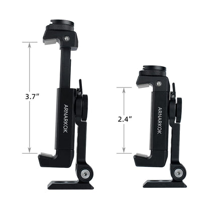Arnarkok Metal Phone Tripod Mount with Rotatable Cold Shoe Mount