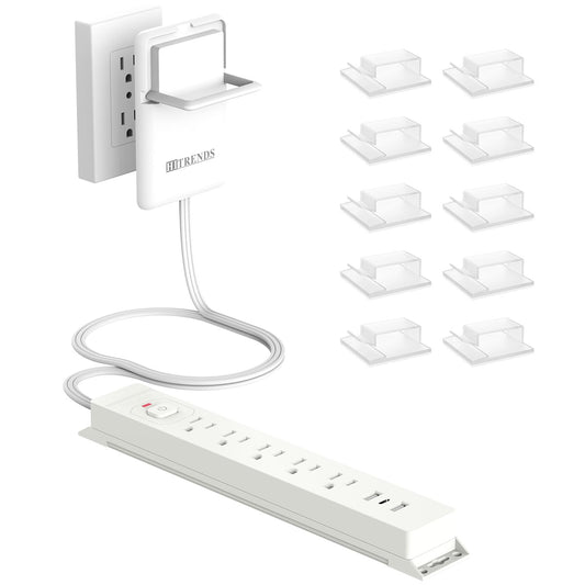 6FT Ultra-Thin Flat Plug Power Strip with 5 Outlets & 3 USB Ports | Child & Pet-Safe, 1625W, Wall-Mounted Cord Organizer, Universal Size Outlet & Plug Concealer with Cord Clips(UL Listed)