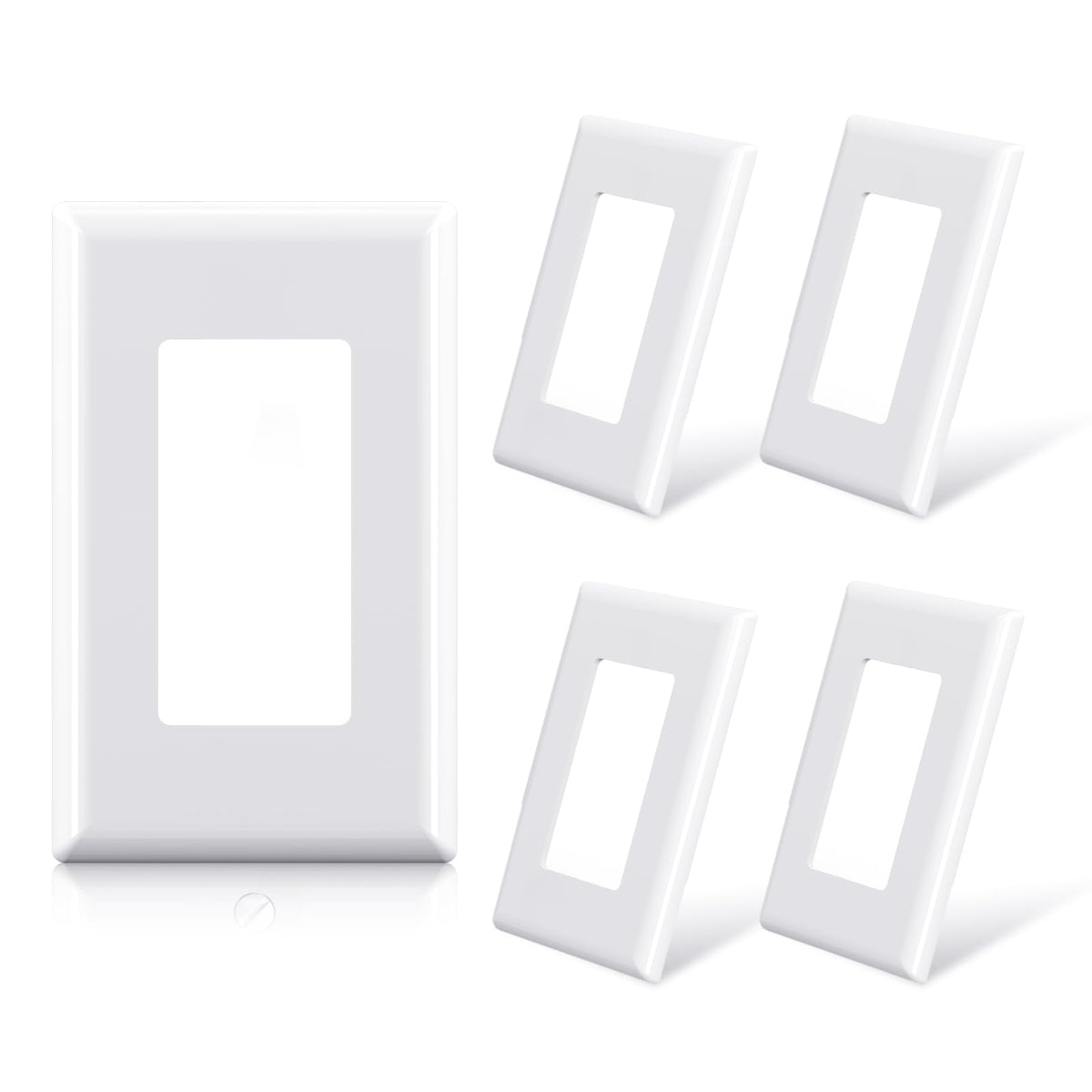 ELEGRP Matte Black 1-Gang Screwless Decorative Wall Plates, Standard Size Unbreakable Thermoplastic Faceplate Cover for Decorator Receptacle Outlet Switch, UL Listed (20 Pack)
