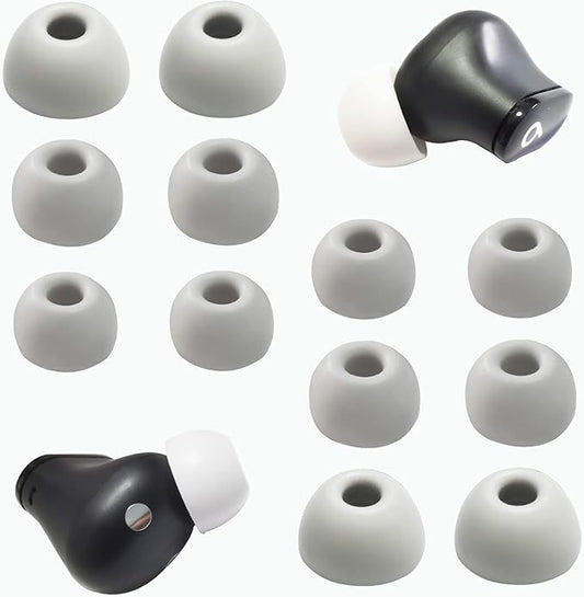 Silicone Ear Tips for Beats Studio Buds - Replacement Earbuds Cover, 6 Pairs, LMS Gray White