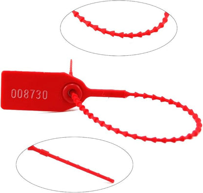 Leadseals(R) 1000 Plastic Tamper Seals, Zip Ties for Fire Extinguishers Pull Tite Security Tags Numbered Disposable Self-Locking Tie 250mm Length (Red)