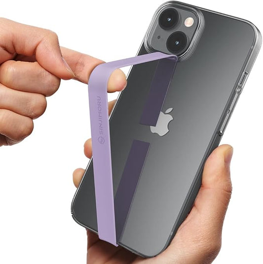 Sinjimoru Stretchable Silicone Phone Strap, Elastic Finger Grip, Lavender