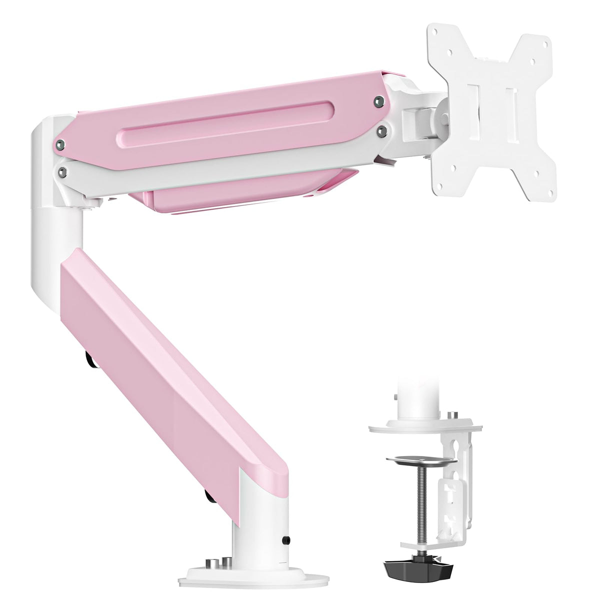 Suptek Monitor Mount Gas Spring Monitor Arm Desk Mount Fully Adjustable Fits 17 20 22 23 24 26 27 32 35 inch Monitors Weight Capacity up to 24.25 lbs, White