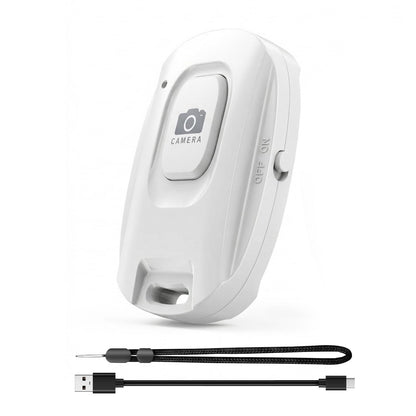 MAIRAN Rechargeable Wireless Camera Remote Shutter for iPhone and Android Smartphones, Bluetooth Phone Remote Control,Selfie Button for Photos and Videos Charging Cable Included-White
