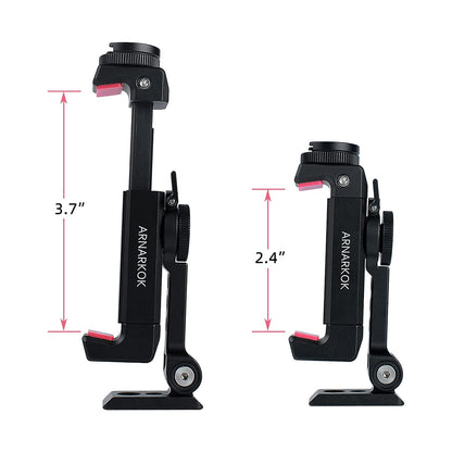 Arnarkok Metal Phone Tripod Mount with Rotatable Cold Shoe Mount