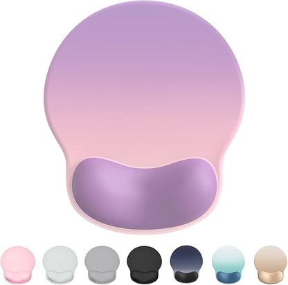 Ergonomic Mouse Pad Wrist Support, Comfortable Mouse Pad Wrist Rest, Relieve Wrist Pain Gel Mouse pad, Non-Slip Rubber Base Mousepad for Laptop, Computer (Gradient Pink Purple)