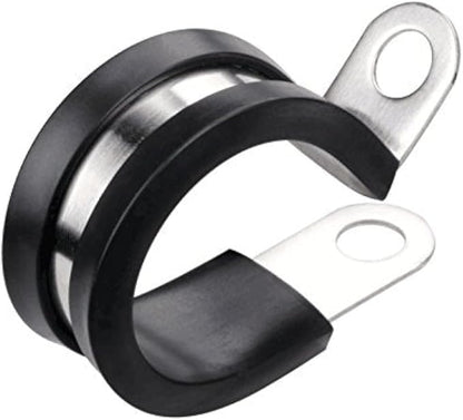 LOKMAN 20 Pack 1/2 Inch Stainless Steel Cable Clamp, Rubber Cushioned Insulated Clamp, Conduit Wire Holder Strap Clips for Tube, Pipe or Wire Cord Installation