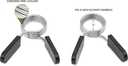 2Pcs Black 2 Inch Barbell Clamps, Stainless Steel Spring Collar Clips Weight Bar Clamps Dumbbell Barbell Handle Locking Clip for Weightlifting Strength Gym Fitness Training Accessories, Collars