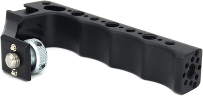 Universal Top Handle with 3/8" Screw Locating Pins for DSLR Camera Cage, with 3 Cold Shoe Adapters to Mount DSLR Camera with Microphone/LED Light/Monitor (Black with 3/8" Screw)