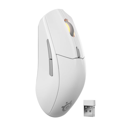 SteelSeries Rival 3 Wireless Gen 2 Gaming Mouse — 2.4GHz and Bluetooth — 18000 DPI TrueMove Air Optical Sensor — 60 Million Click Durability — Light-Weight — 100% PTFE Feet — White