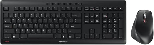 Cherry Stream Desktop Comfort, Wireless Keyboard and Mouse Combo, 2.4 GHz Connection, Whisper-Quiet Keys, Ergonomic Right-Handed Mouse, Battery-Powered, Black